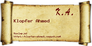 Klopfer Ahmed névjegykártya